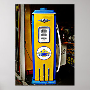 Poster Pompe à gaz vintage bleue de Sunoco