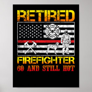 Poster Pompier à la retraite 60e Anniversaire Ligne rouge