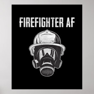 Poster Pompier AF Masque gaz Funny Firefighter