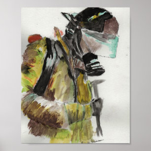 Poster Pompier en aquarelle