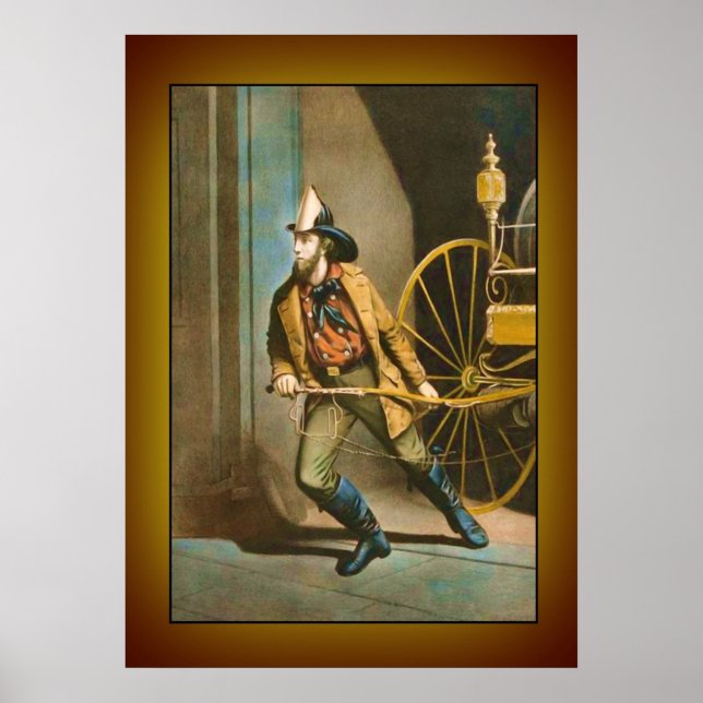 Poster Pompier victorien 2 "Le pompier américain" (Devant)