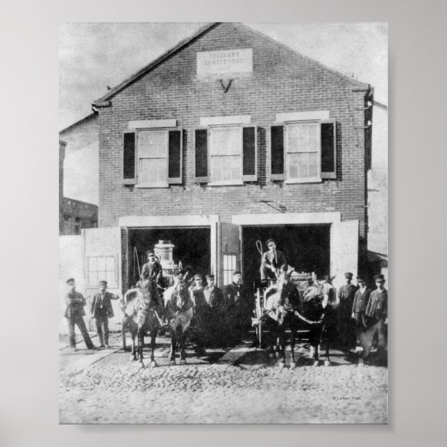 Poster Pompiers avec équipement (Devant)