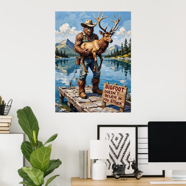 Poster Ponderings de la jetée : Bigfoot et Elk (Bureau à domicile)