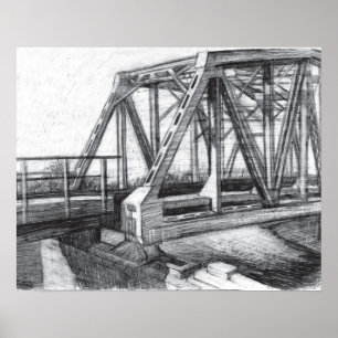Poster Pont ancien dessin au crayon