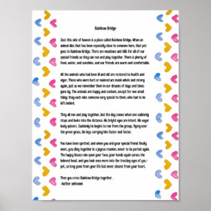 Poster Pont arc en ciel Poem Bordure du coeur