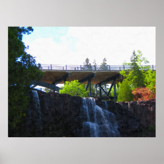 Poster Pont au-dessus de Gooseberry Falls-Peinture Imprim