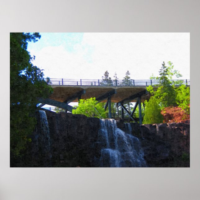 Poster Pont au-dessus de Gooseberry Falls-Peinture Imprim (Devant)