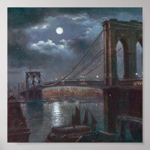 Poster Pont Brooklyn au clair de lune