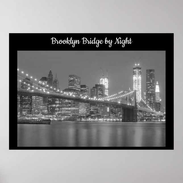 Poster Pont Brooklyn par nuit (Devant)
