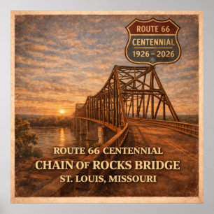 Poster Pont Chain of Rocks de la route 66
