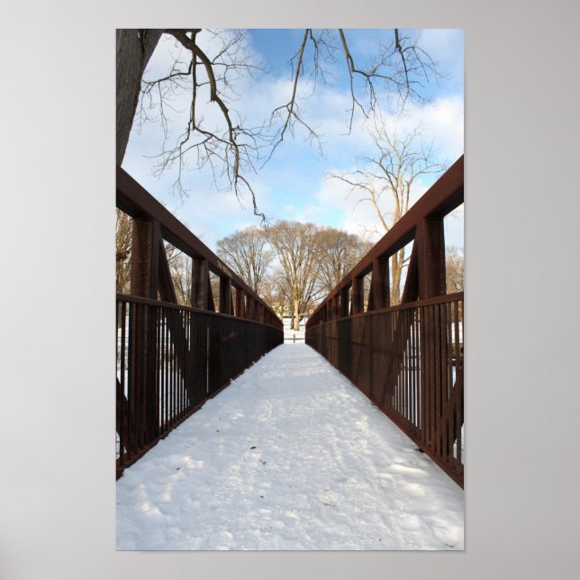 Poster Pont couvert de neige (Devant)