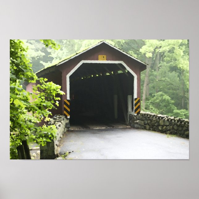 Poster Pont couvert en bois de Kurtz Mill Lancaster Penn (Devant)
