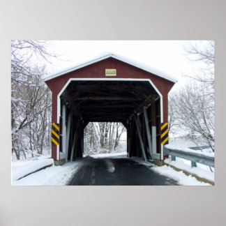 Poster Pont couvert en neige