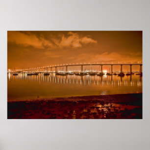 Poster Pont de baie de Coronado à l'affiche de nuit