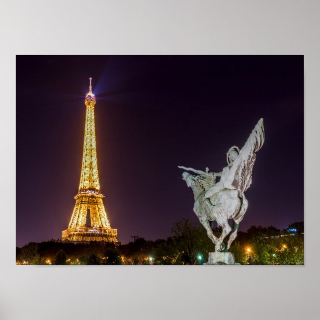 Poster Pont de Bir-Hakeim la nuit - Paris, France (Devant)