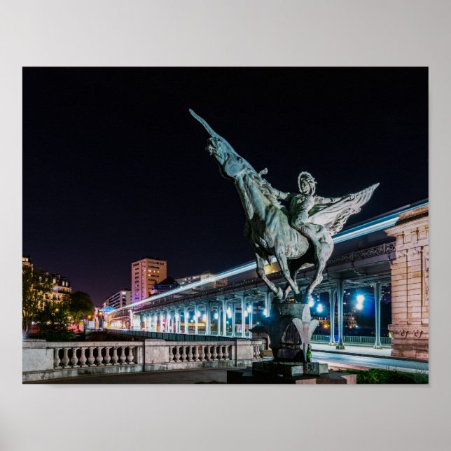 Poster Pont de Bir-Hakeim la nuit - Paris, France (Devant)