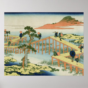 Poster Pont de huit parts, province de Mucawa, Japon,