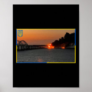 Poster Pont de Kertch de Crimée Timbre Crimée Pont Pénins