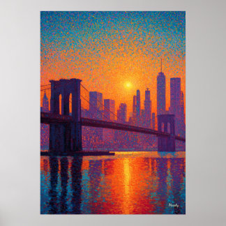 Poster Pont de la Porte d'Or Pointillisme San Francisco 