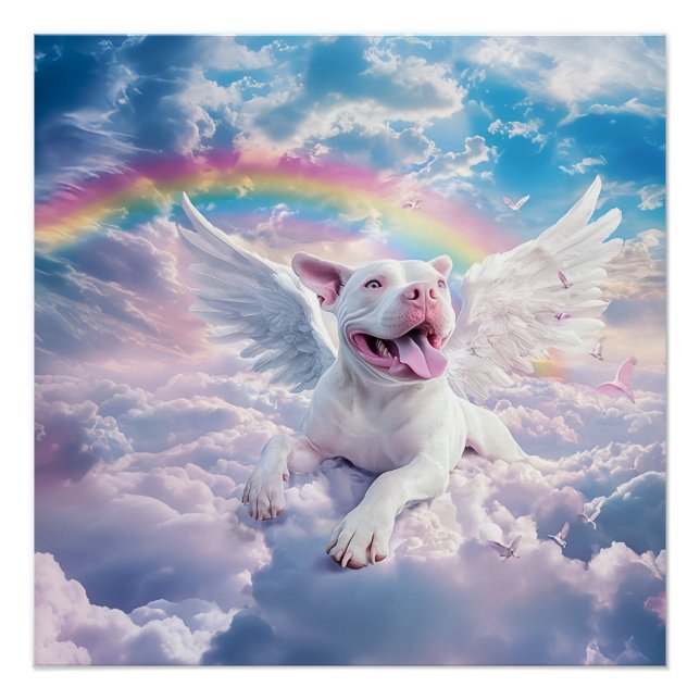 Poster Pont de l'Arc-en-Ciel, Chien Blanc au Paradis (Devant)