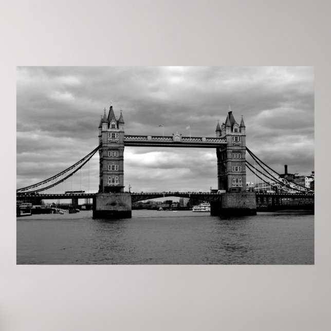 Poster Pont de Londres en noir et blanc (Devant)