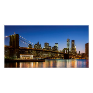 Poster Pont de Manhattan et de Brooklyn au crépuscule