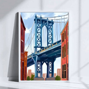 Poster Pont de Manhattan New York City Peinture