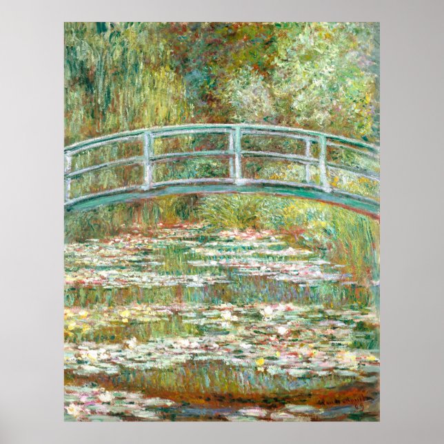 Poster Pont de Monet au-dessus d'un étang de nénuphars (Devant)