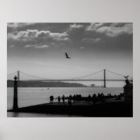 Pont de suspension à Lisbonne Photo noir et blanc