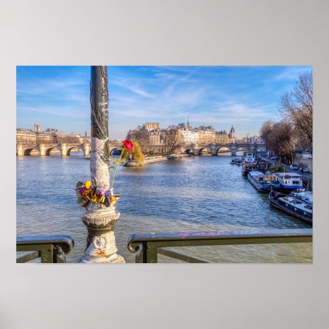 Poster Pont des Arts à la Saint-Valentin - Paris (Devant)