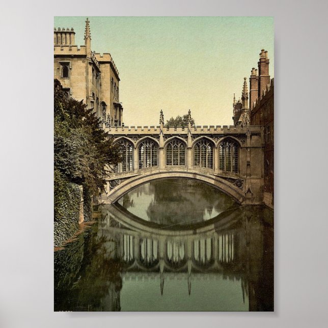 Poster Pont des Soupirs, Cambridge, Angleterre vintage Ph (Devant)