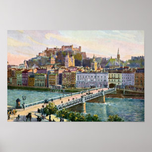 Poster Pont d'État d'Aquarelle Salzburg 1916