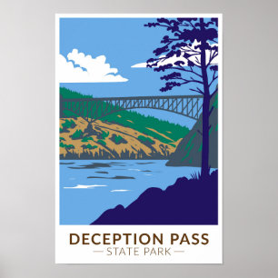 Poster Pont du parc d'État de Deception Pass Washington R