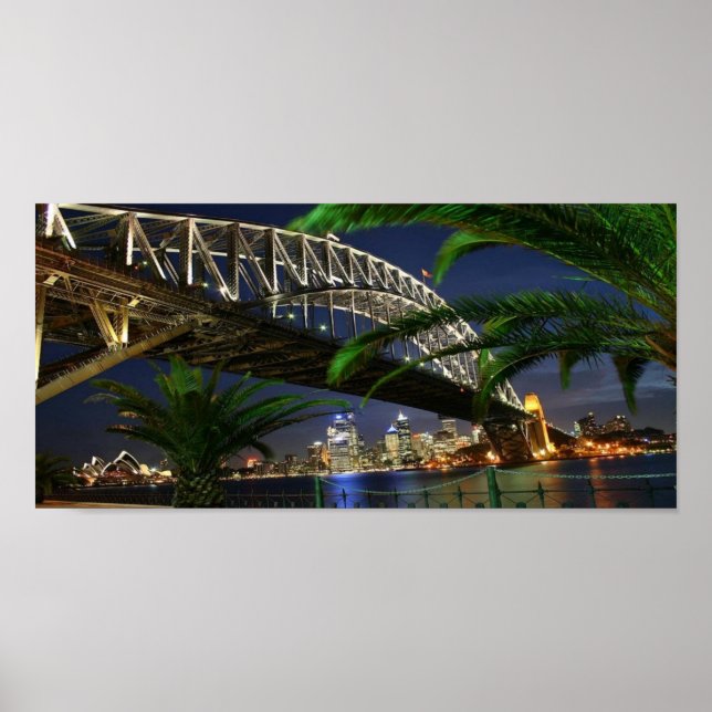 Poster Pont du port de Sydney la nuit (Devant)