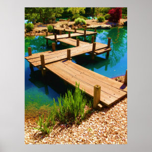 Poster Pont en bois de jardin japonais
