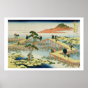 Poster Pont en huit parties, province de Mucawa, Japon, c