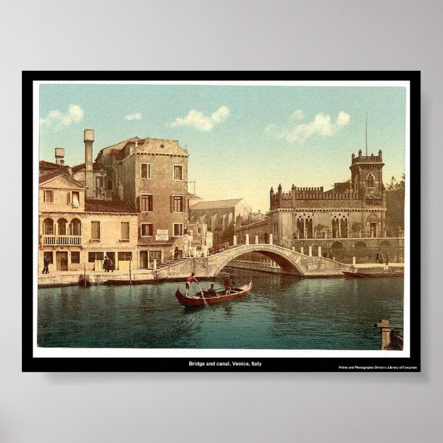 Poster Pont et canal, Venise, Italie (Devant)