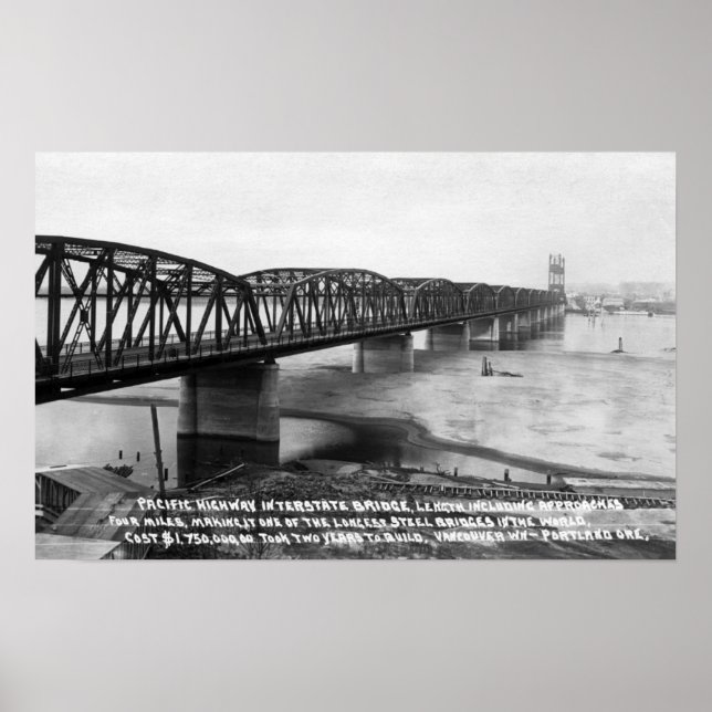Poster Pont inter-États de Portland, OU Pacific Highway (Devant)