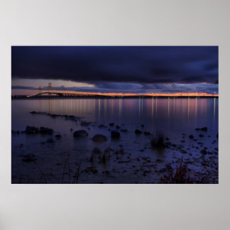 Poster Pont Mackinac #1243 Bleu
