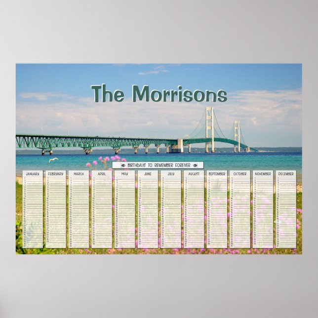 Poster Pont Mackinac Calendrier d'anniversaire personnali (Devant)