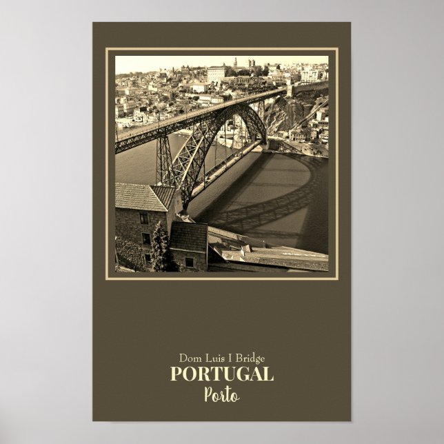Poster Pont Porto au-dessus du fleuve Douro, Portugal, sé (Devant)