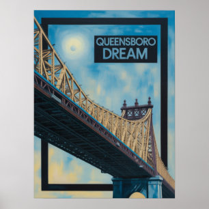 Poster Pont Queensboro Queens Vue cantilever doré