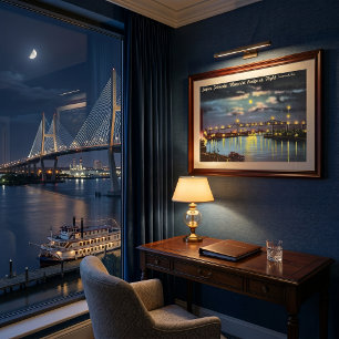 Poster Pont Rétro Talmadge de Nuit Savannah GA