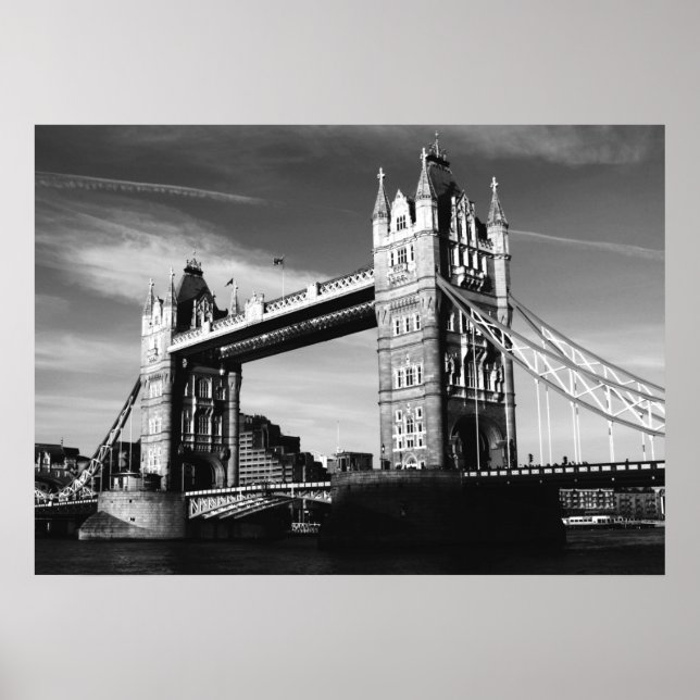 Poster Pont Tour de Londres noir et blanc (Devant)