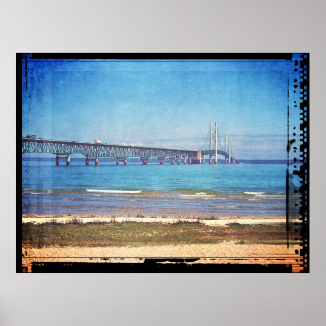 Poster Pont vintage Mackinac (Devant)