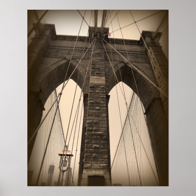 Poster Pont vintage Sepia Brooklyn (Devant)
