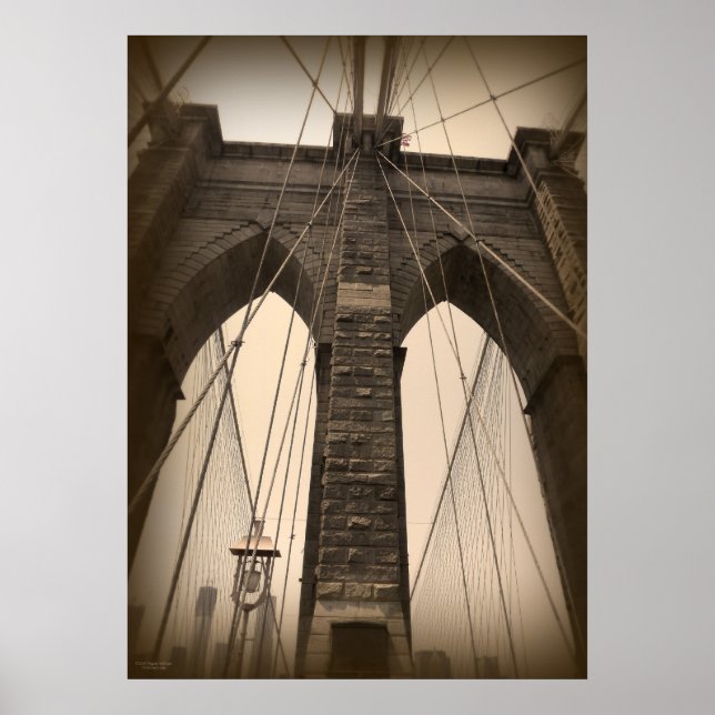 Poster Pont vintage Sepia Brooklyn (Devant)