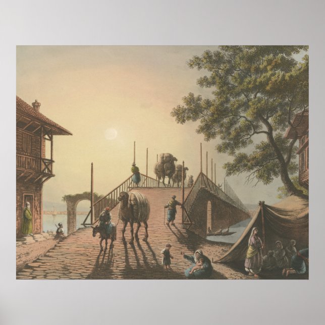 Poster Ponte piccolo, Petit pont dans le village islamiqu (Devant)