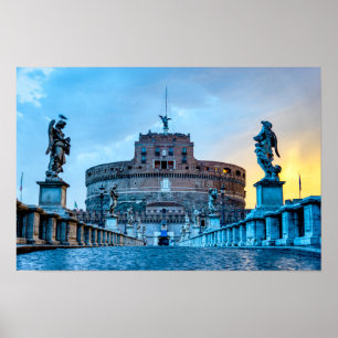 Poster Ponte Sant'Angelo à l'aube - Rome Italie