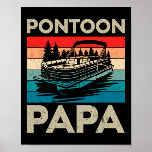 Poster Pontoon Papa Recto Bateau Capitaine Pontoon Propri